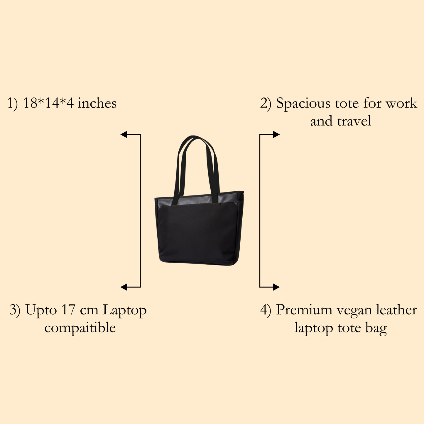 Premium Corporate Black Laptop Bag for Women with Laptop compartment
