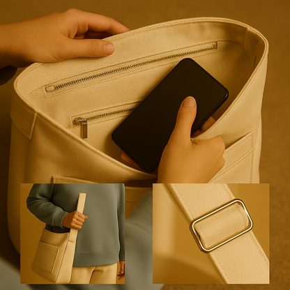 Sling Crossbody Bag - Solid Canvas Purse With Internal & External Pockets | Storage Space For Essentials
