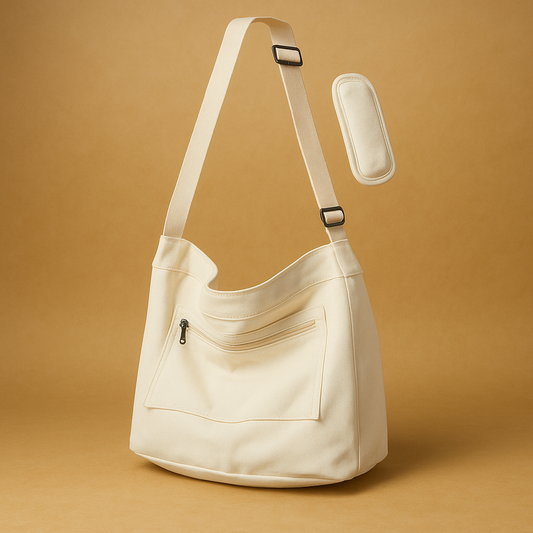 Sling Crossbody Bag - Solid Canvas Purse With Internal & External Pockets | Storage Space For Essentials